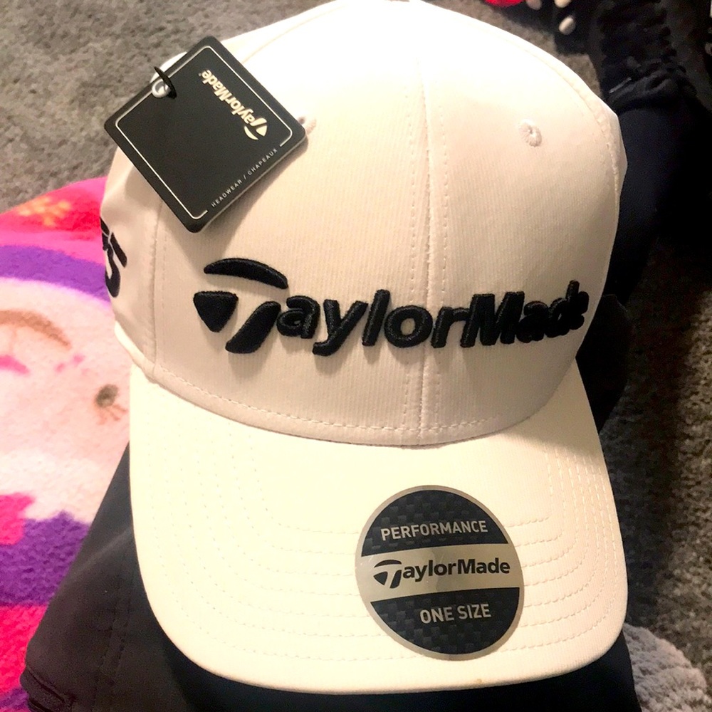 White ,black n red Taylor made performance one size fits all hat
